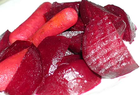 Baby Beets and Carrots Coated with Ghee, Salt and Pepper