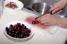 Removing the pits from Cherries
