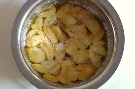 Garlic simmering in ghee
