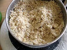 Powder of Coconut, redchilli, tamarind, cumin, salt and roasted chana dal