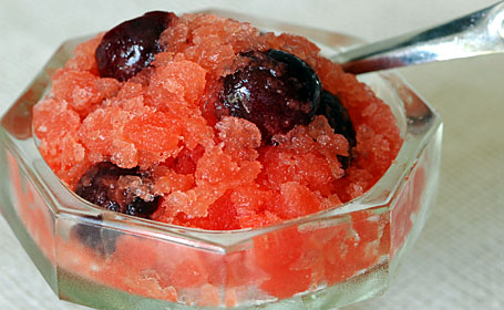 Watermelon Granita with Cherries
